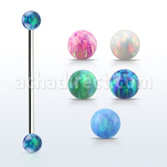 inop5 barbell industrial acero quirurgico bolas opalo 5mm mayorista