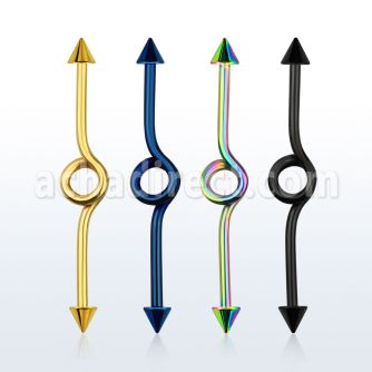 intbcn5 barbell industrial loop con aro acero quirurgico anodizado conos 5mm al por mayor