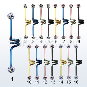 intcfr5a barbell industrial espiral acero 316l anodizado bolas multi cristal 5mm puntos distribuidor
