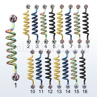 intdfr5a barbell industrial espiral acero 316l anodizado bolas multi cristal 5mm puntos venta