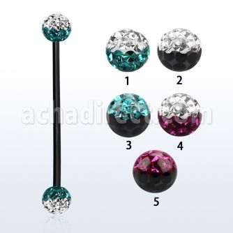 intfr5e barbell industrial acero 316l anodizado bolas multi cristal 5mm colores al por mayor