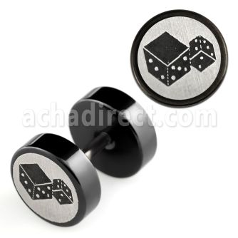 ipls8 plug falso acero quirurgico anodizado negro logo dado rayado laser lado 8mm venta
