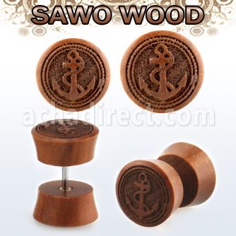 iplswi plug falso madera sawo barra acero quirurgico logo ancla rayado laser distribuidor mayorista