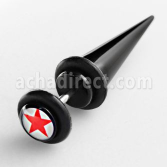ivtpl8 expansor falso acrilico negro logo estrella roja anillos goma 6mm al por mayor