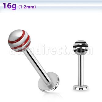 lbby4 labret acero quirurgico bola rayas colores acrilicos 4mm 8mm distribuidor mayorista