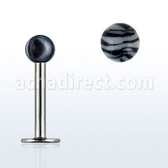 lbdxt labret acero quirurgico bola acrilica rayas cebra negras blancas 3mm 8mm distribuidor
