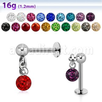 lber2 labret acero 316l bola acero liso 3mm bola multi cristal ferido 4mm mayorista