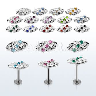 lbfw4c labret acero quirurgico hoja tres cristal la esta plata venta