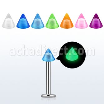 lbglcn3 labret acero quirurgico cono acrilico brilla oscuridad 3mm 8mm distribuidor