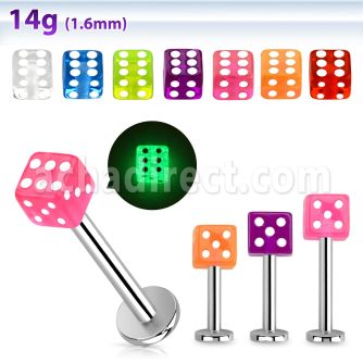 lbgldi labret acero quirurgico 1 5mm dado acrilico brilla oscuridad 5mm 8mm venta