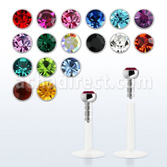 lbij labret bio flexible transparente acero 316l presion 2mm plano bola joya bisel venta