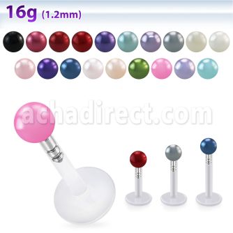 lbipr3 labret bio flexible transparente bola perla falsa 3mm presion al por mayor