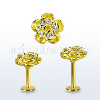 lbtfw2c labret acero 316l anodizado dorado flor cristal la esta oro mayorista