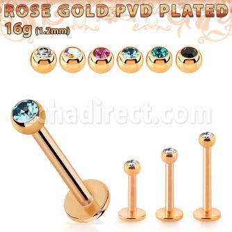 lbttjb25 labret acero 316l pvd oro rosa bola 2 5mm joya bisel al por mayor