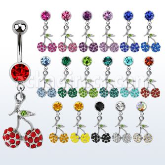 mcd354 piercing ombligo acero quirurgico bola joya bisel 8mm cerezas cristal s 10mm distribuidor mayorista