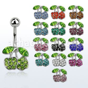 mcd355 piercing ombligo acero quirurgico cerezas cristal inferior mayorista
