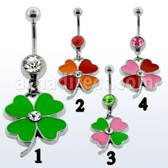 mcd393 piercing ombligo acero quirurgico bola joya bisel 8mm flor pintada 10mm al por mayor