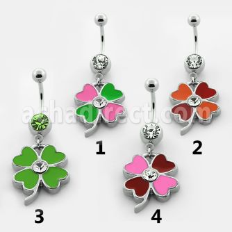 mcd396 piercing ombligo acero quirurgico bola joya bisel 8mm flor pintada cristal centro 10mm mayorista