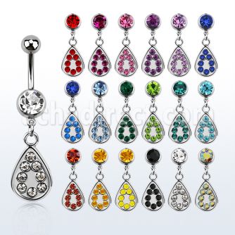 mcd403 piercing ombligo acero quirurgico bola joya bisel 8mm lagrima gota cristal 10mm distribuidor mayorista