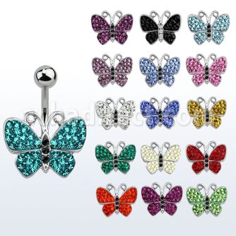 mcd448b piercing ombligo acero quirurgico mariposa cristal feridos unico color venta