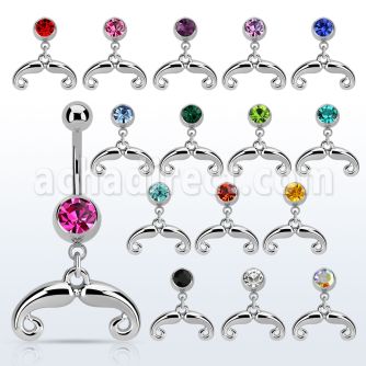 mcd516 piercing ombligo acero quirurgico bola joya bisel 8mm bigote frances colgado 10mm mayorista