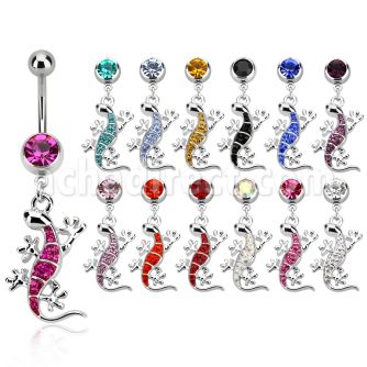 mcd537 piercing ombligo acero quirurgico bola joya bisel 8mm lagarto cristal ferido colgado 10mm mayorista