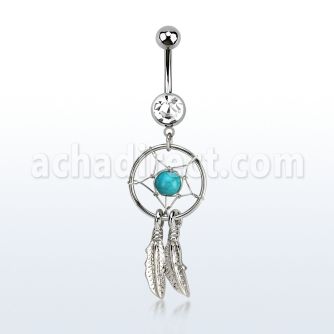 mcd544 piercing ombligo acero quirurgico bola 8mm joya bisel colgante atrapasuenos distribuidor