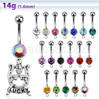 mcd572 piercing ombligo acero quirurgico bola joya bisel 8mm herradura cartel lucky 10mm al por mayor