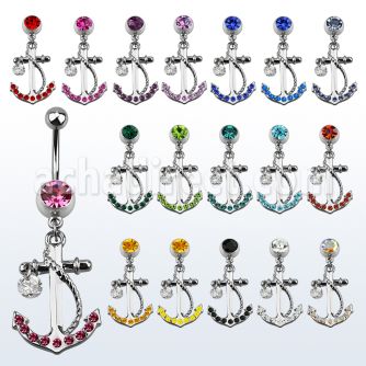 mcd589 piercing ombligo acero quirurgico bola joya bisel 8mm ancla zirconia distribuidor mayorista