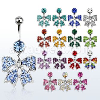mcd595d piercing ombligo acero quirurgico bola joya bisel 8mm lazo multi cristal 10mm mayorista