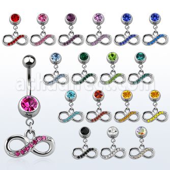 mcd617 piercing ombligo acero quirurgico bola joya bisel 8mm infinito cristal colgado 10mm distribuidor mayorista