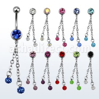 mcd628 piercing ombligo acero quirurgico bola joya bisel 8mm bolas multi cristal ferido 5 6mm s 10mm al por mayor