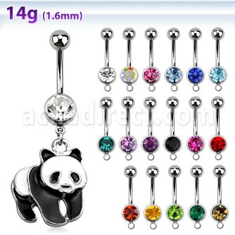 mcd688 piercing ombligo acero quirurgico bola joya bisel 8mm panda pintado colgado 10mm mayorista
