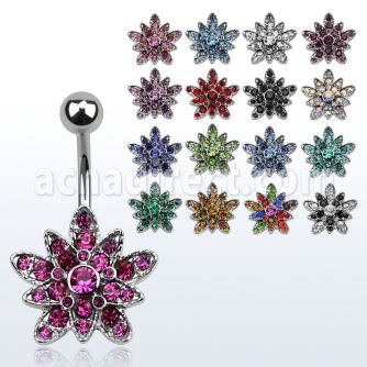 mcd692 piercing ombligo acero quirurgico flor cristal inferior al por mayor