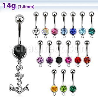 mcd699 piercing ombligo acero quirurgico bola joya bisel 8mm ancla liso cuerda 10mm distribuidor