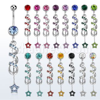 mcd701 piercing ombligo acero quirurgico bola joya 8mm espiral estrella 10mm venta