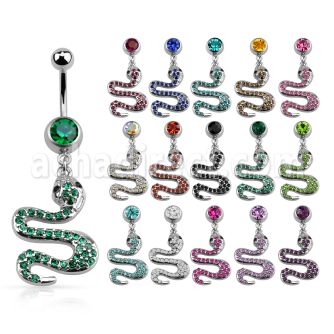 mcd724 piercing ombligo acero quirurgico bola joya bisel 8mm serpiente cristal 10mm mayorista
