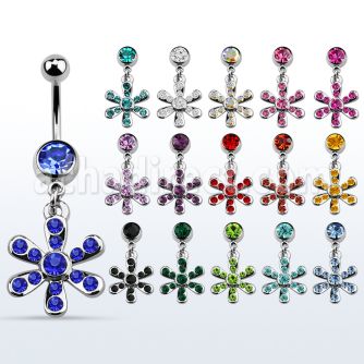 mcd725 piercing ombligo acero quirurgico bola joya bisel 8mm flor cristal 10mm distribuidor mayorista