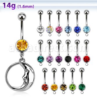 mcd733 banana ombligo acero quirurgico bola joya bisel 8mm luna durmiente 10mm distribuidor