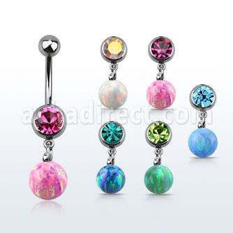 mcd754 piercing ombligo acero quirurgico bola 8mm joya bisel bola 8mm opalo distribuidor mayorista