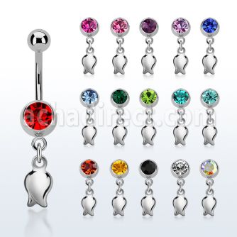 mcd767 piercing ombligo acero quirurgico bola 8mm joya bisel colgante tulipan plata distribuidor mayorista