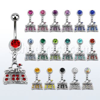 mcdbgc2 piercing ombligo acero quirurgico bola joya bisel 8mm bolso mano cristal colgado 10mm venta