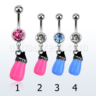 mcdbot piercing ombligo acero quirurgico bola 8mm joya bisel colgante botella leche pintada venta