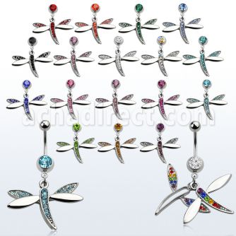 mcddgc piercing ombligo acero quirurgico bola joya bisel 8mm libelula cristal 10mm distribuidor mayorista