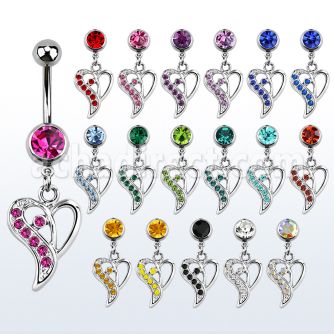 mcdhrc2 piercing ombligo acero quirurgico bola joya bisel 8mm corazon colgado cristal lado 10mm distribuidor