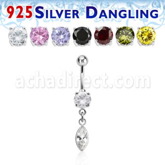 mcdvd29 banana ombligo acero quirurgico zirconia redonda 8mm colgante plata esterlina zirconia marquisa bisel 10mm mayorista