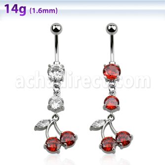 mcdz20 piercing ombligo acero quirurgico zirconia redonda 8mm cerezas s zirconia 10mm al por mayor