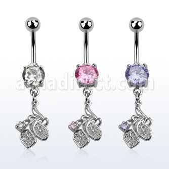 mcdz302 piercing ombligo acero quirurgico zirconia redonda 8mm flor lirio distribuidor mayorista