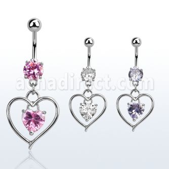mcdz306 piercing ombligo acero quirurgico zirconia 8mm corazon colgado zirconia corazon centro 10mm distribuidor mayorista