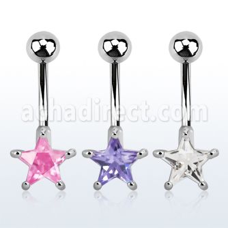 mcdz327 piercing ombligo acero quirurgico estrella 8mm zirconia 10mm mayorista